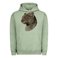 Pigment Oil Green Jaguarundi Head Urban Hoodie - LillyAllenDesigns