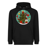 Black christmas tree and gnome Heavyweight Hoodie - BundleAndBundleShop