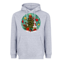 Heather Grey christmas tree and gnome Heavyweight Hoodie - BundleAndBundleShop