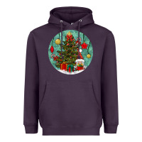 Plum christmas tree and gnome Heavyweight Hoodie - BundleAndBundleShop