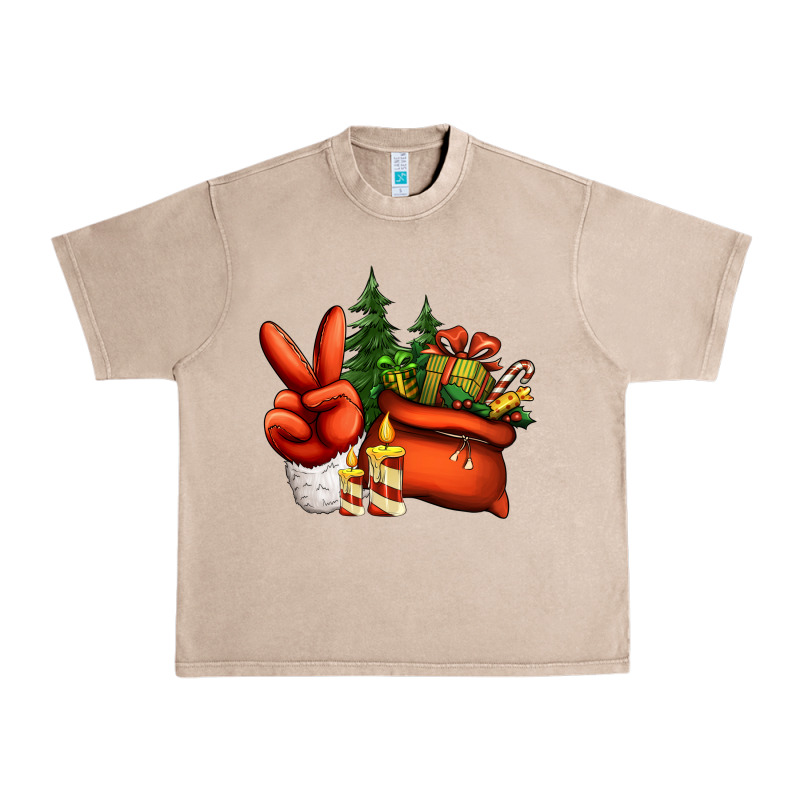 Christmas Santa Claus Peace Hand Urban Heavy Tee by Jasminsmagicworld | Teevron