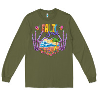 Army Green Salty soul Long Sleeve Tee - NancyCooperArtShop
