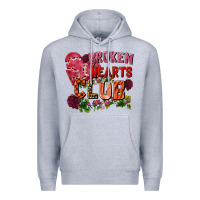 Heather Grey Broken heart club Premium Hoodie - FaDigitalArtStudio