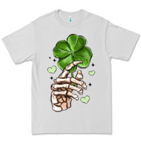 Dove Grey skeleton hand with shamrock st patrick s day Premium Tee - MaliasSmallBusiness