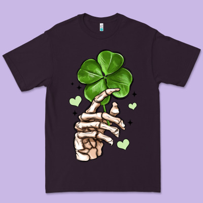 Skeleton Hand With Shamrock St Patrick S Day Premium Tee Designed By Maliassmallbusiness