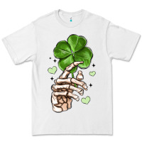White skeleton hand with shamrock st patrick s day Premium Tee - MaliasSmallBusiness