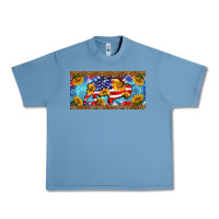 Pebble Blue bison amerıcan flag  license plate template Urban Heavy Tee - BarkalooDesign