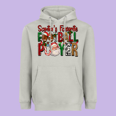 Santa's Favorite Football Player For Christmas Heavyweight Hoodie Designed By Fadigitalartstudio