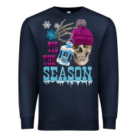 Navy tis the season winter skull Premium Sweatshirt - FaDigitalArtStudio