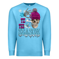 Ocean Blue tis the season winter skull Premium Sweatshirt - FaDigitalArtStudio