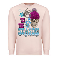 Pale Pink tis the season winter skull Premium Sweatshirt - FaDigitalArtStudio