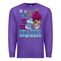 Purple tis the season winter skull Premium Sweatshirt - FaDigitalArtStudio