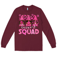 Burgundy breast cancer afro gnomies support squad Long Sleeve Tee - texasbilliewilder