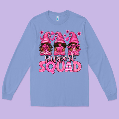 Breast Cancer Afro Gnomies Support Squad Long Sleeve Tee Designed By Texasbilliewilder