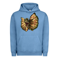 Pigment Pebble Blue dilophosaurus face Urban Hoodie - LillyAllenDesigns