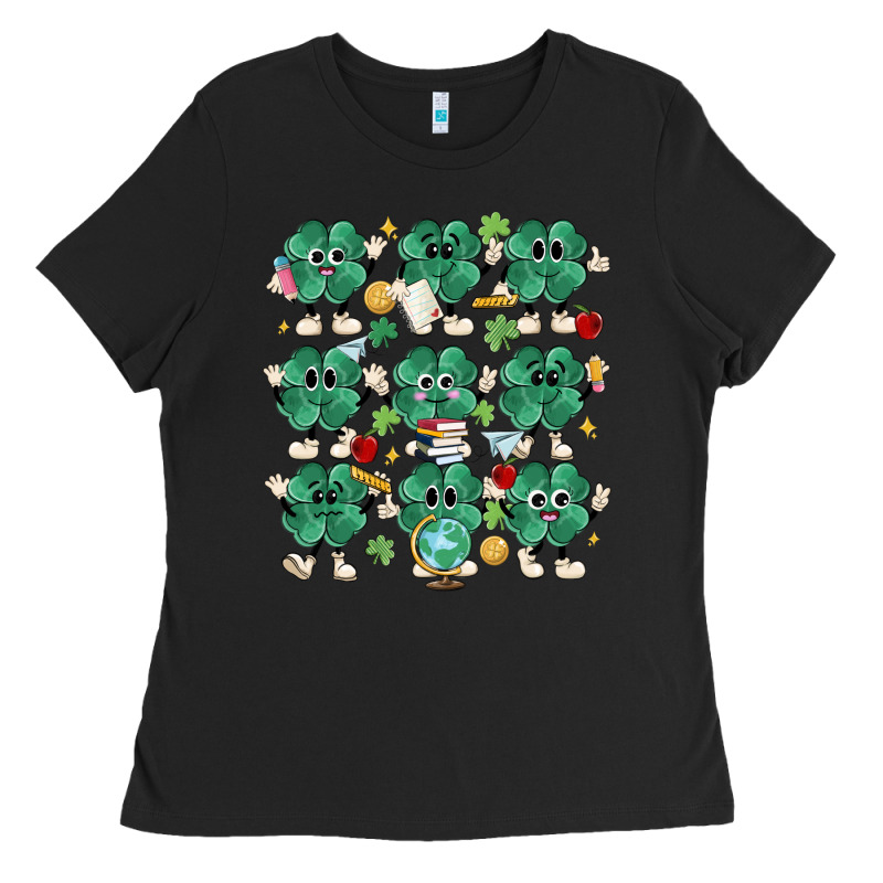 Teacher St Patrick Day Clovers Ladies Tee by MaliasSmallBusiness | Teevron