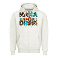 Oatmeal Heather mama needs a drink Zipper Hoodie - OliviaCreatesArt