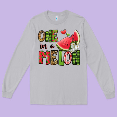 One In A Melon Watermelon Long Sleeve Tee Designed By Jasminsmagicworld