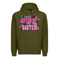 Army Green i wear pink for my sister Premium Hoodie - FaDigitalArtStudio