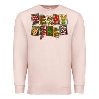 Pale Pink Merry Vibes Premium Sweatshirt - FaDigitalArtStudio