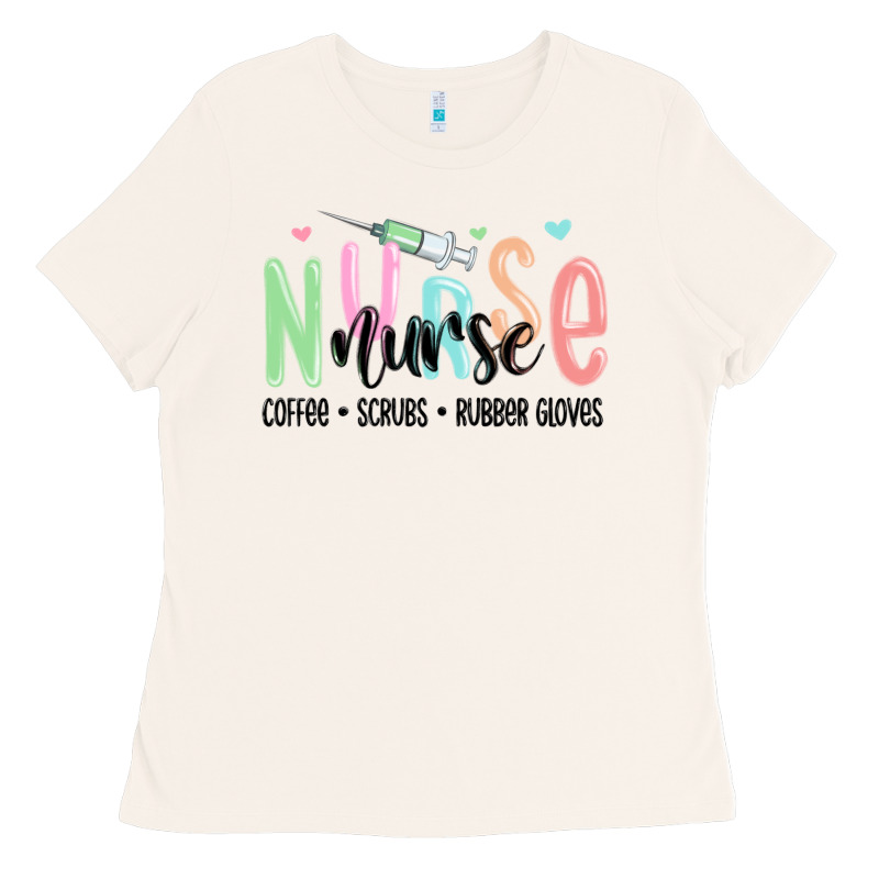 Coffee Scrubs Rubber Gloves Nurse Ladies Tee by MaliasSmallBusiness | Teevron