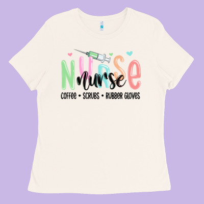 Coffee Scrubs Rubber Gloves Nurse Ladies Tee Designed By Maliassmallbusiness