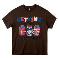 Chocolate Brown getting star spangled hammered Heavy Core Tee - MaliasSmallBusiness
