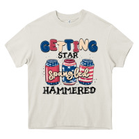 Cream getting star spangled hammered Heavy Core Tee - MaliasSmallBusiness
