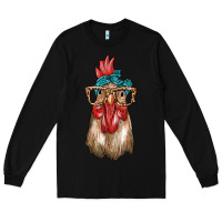 Black chicken with bandana and leopard Long Sleeve Tee - texasbilliewilder