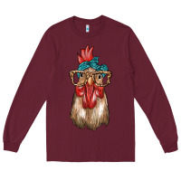 Burgundy chicken with bandana and leopard Long Sleeve Tee - texasbilliewilder
