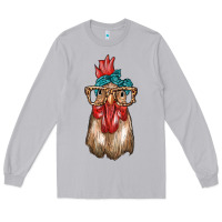 Moon Dust chicken with bandana and leopard Long Sleeve Tee - texasbilliewilder