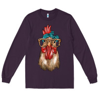 Plum chicken with bandana and leopard Long Sleeve Tee - texasbilliewilder