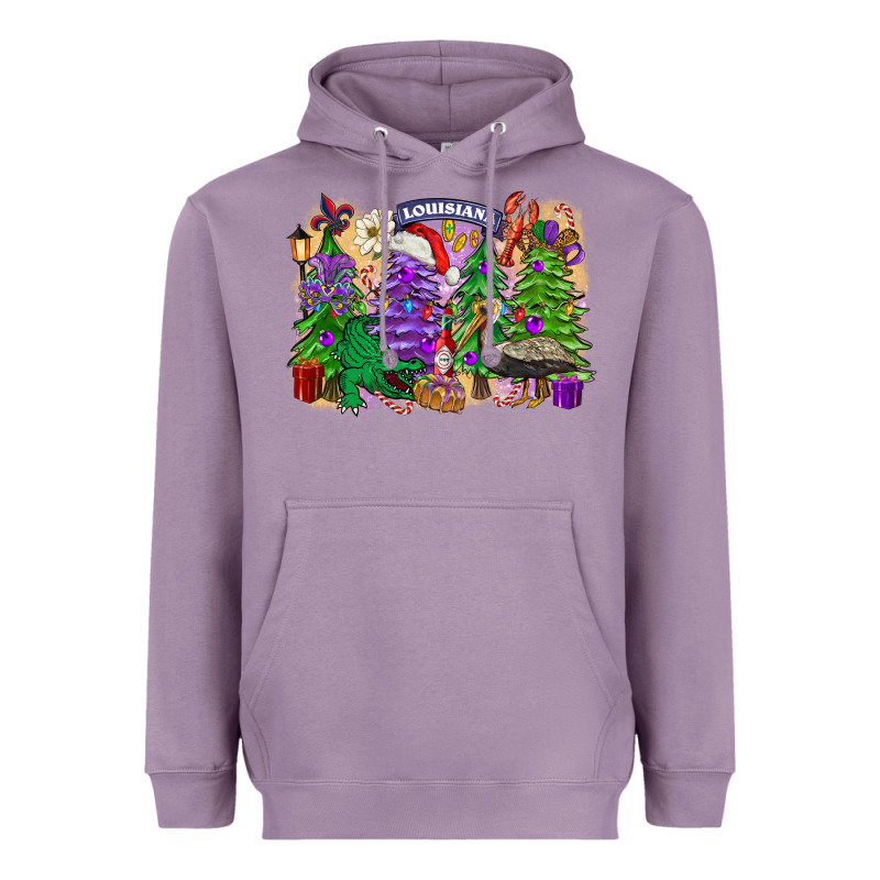 Christmas Louisiana Mardi Gras Trees Heavyweight Hoodie by FaDigitalArtStudio | Teevron