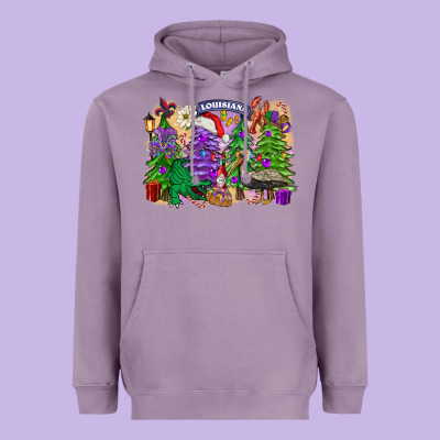 Christmas Louisiana Mardi Gras Trees Heavyweight Hoodie Designed By Fadigitalartstudio