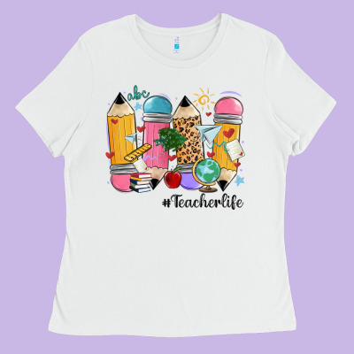 Teacher Life Pencils Ladies Tee Designed By Maliassmallbusiness