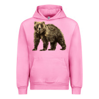 Fuchsia Pink Brown Bear Urban Hoodie - LillyAllenDesigns