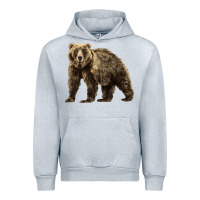 Heather Grey Brown Bear Urban Hoodie - LillyAllenDesigns