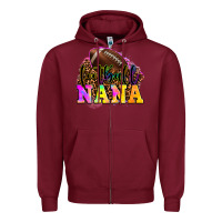Burgundy football nana Zipper Hoodie - OliviaCreatesArt