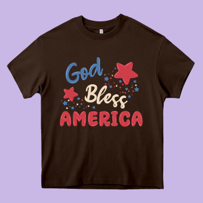 God Bless America Heavy Core Tee Designed By Maliassmallbusiness