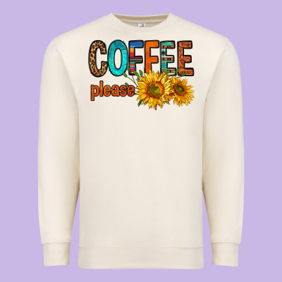 Coffee Please Western Doodle Letters Premium Sweatshirt Designed By Fadigitalartstudio