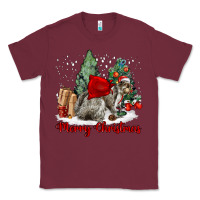 Burgundy Merry Christmas Gray Squirrel Classic Tee - LillyAllenDesigns