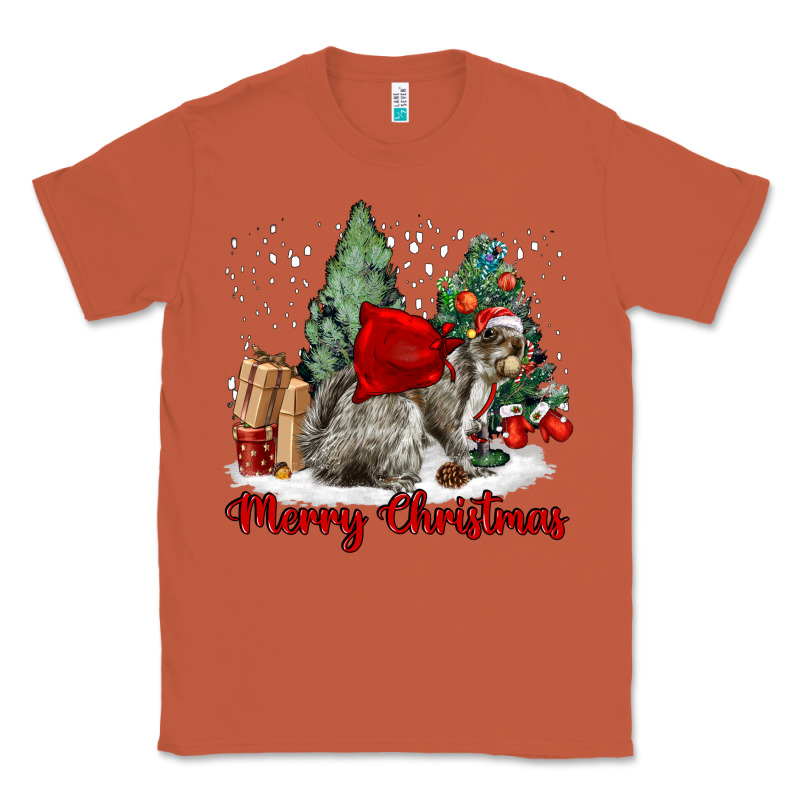 Merry Christmas Gray Squirrel Classic Tee by LillyAllenDesigns | Teevron