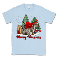 Dusty Blue Merry Christmas Gray Squirrel Classic Tee - LillyAllenDesigns