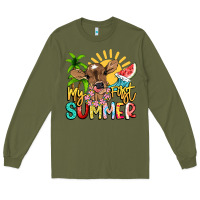 Army Green My first summer baby cow Long Sleeve Tee - NancyCooperArtShop