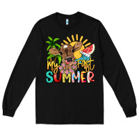 Black My first summer baby cow Long Sleeve Tee - NancyCooperArtShop