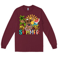 Burgundy My first summer baby cow Long Sleeve Tee - NancyCooperArtShop