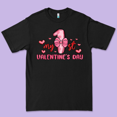 My First Valentines Day Premium Tee Designed By Maliassmallbusiness