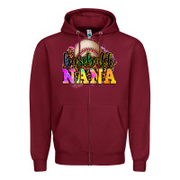Burgundy baseball nana Zipper Hoodie - OliviaCreatesArt