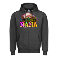 Charcoal Heather baseball nana Zipper Hoodie - OliviaCreatesArt