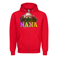 Red baseball nana Zipper Hoodie - OliviaCreatesArt